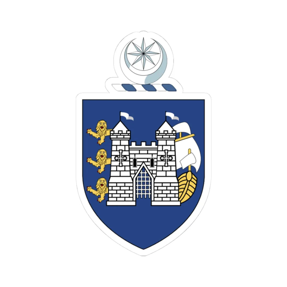 Drogheda crest (Ireland) (Coat of Arms) STICKER Vinyl Kiss-Cut Decal 3 Inch White - The Sticker Space