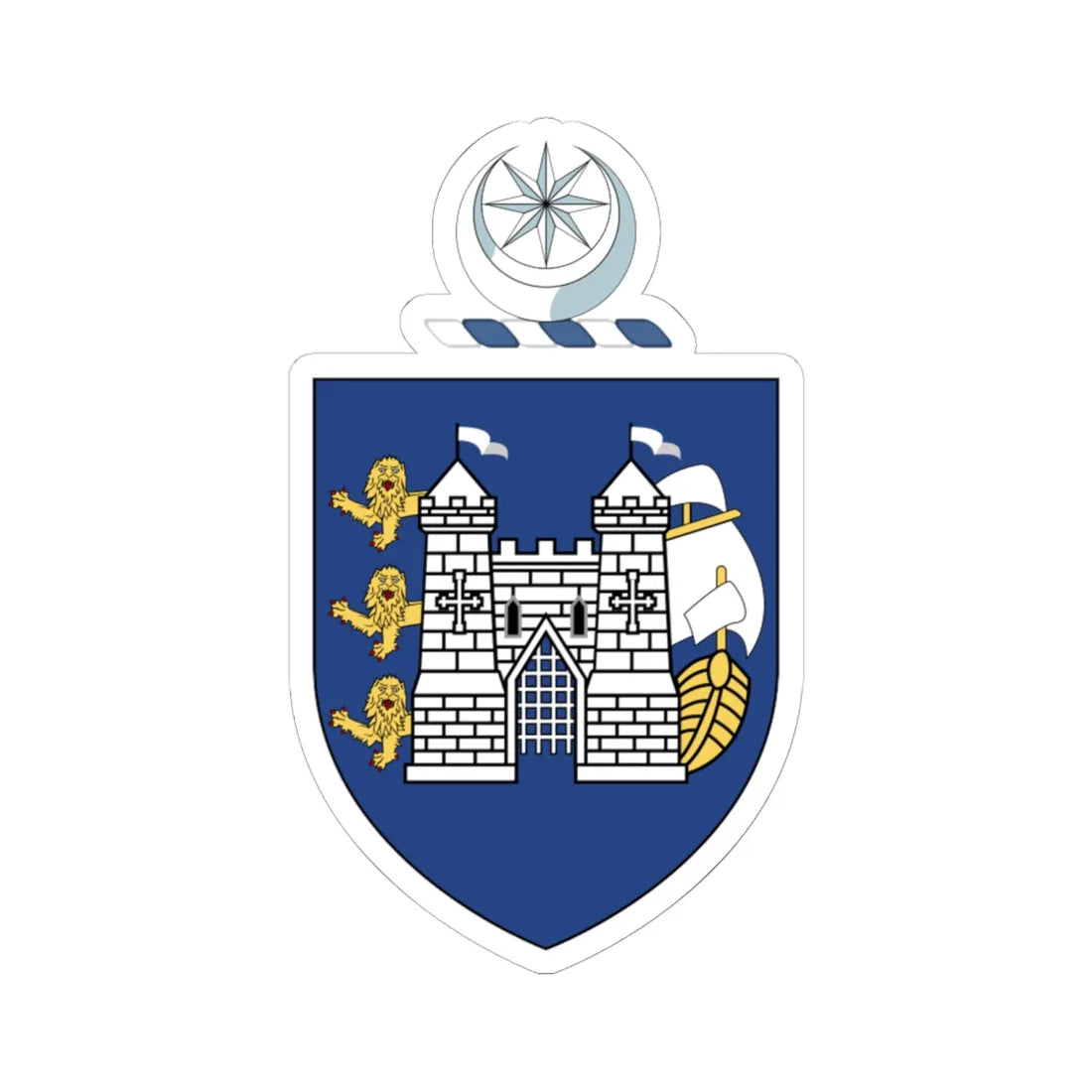 Drogheda crest (Ireland) (Coat of Arms) STICKER Vinyl Kiss-Cut Decal 6 Inch White - The Sticker Space