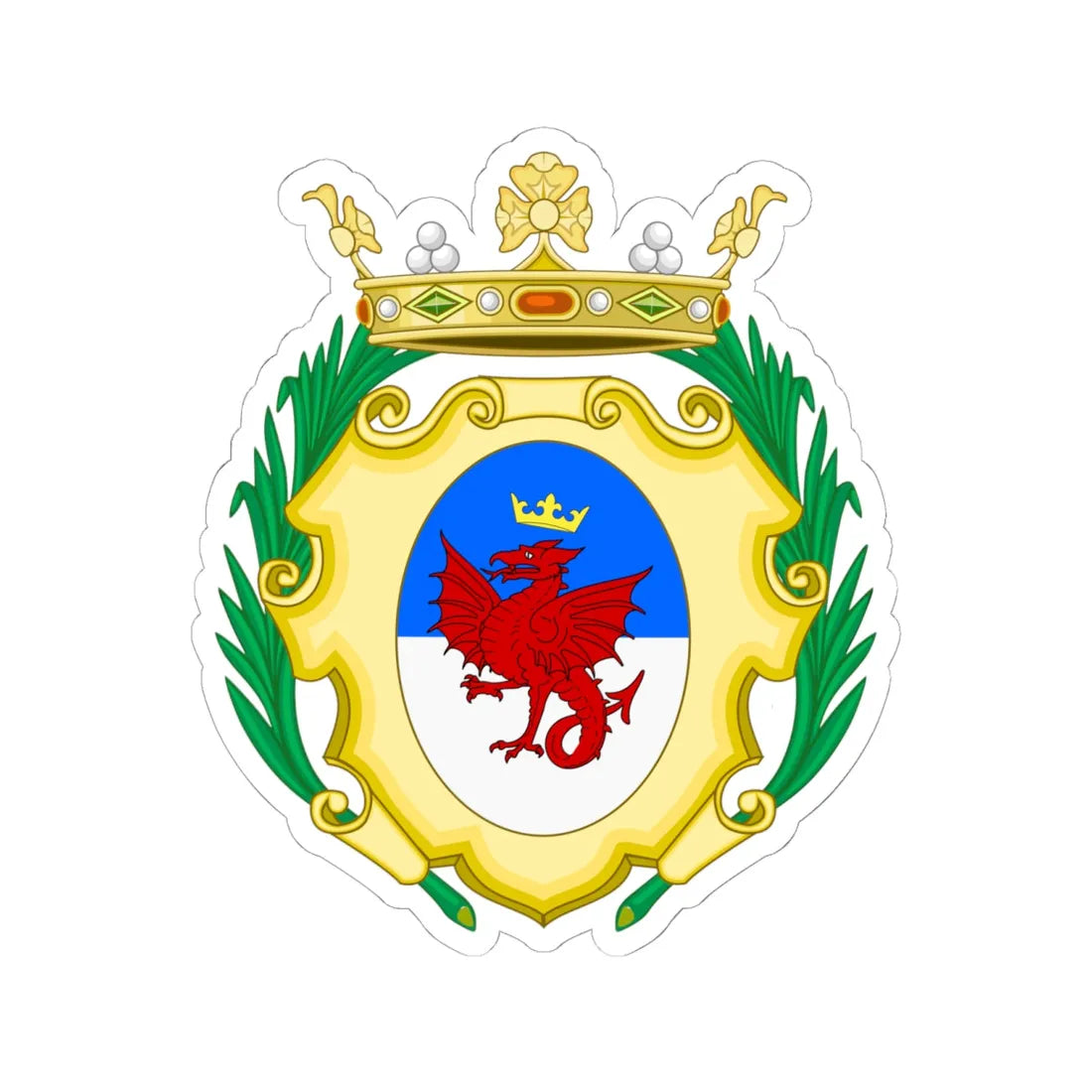 Dronero-Stemma (Italy) (Coat of Arms) STICKER Vinyl Kiss-Cut Decal 6 Inch White - The Sticker Space