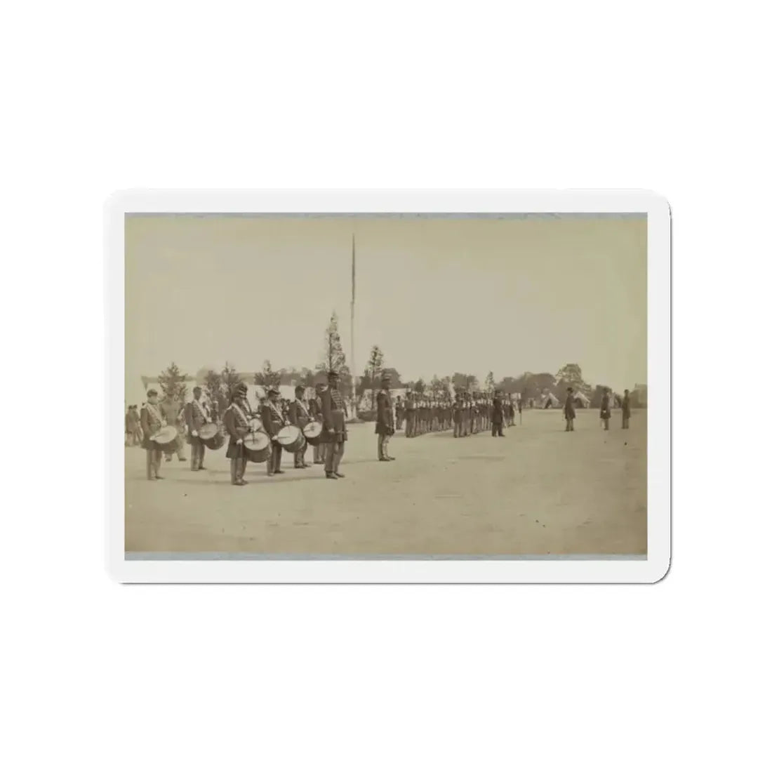 Drum Corps Stands In Front Of Union Soldiers In Formation (U.S. Civil War) Refrigerator Magnet 2 Inch Die-Cut - The Sticker Space