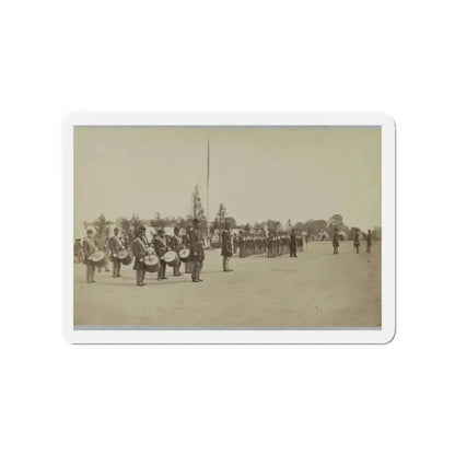 Drum Corps Stands In Front Of Union Soldiers In Formation (U.S. Civil War) Refrigerator Magnet 2 Inch Die-Cut - The Sticker Space