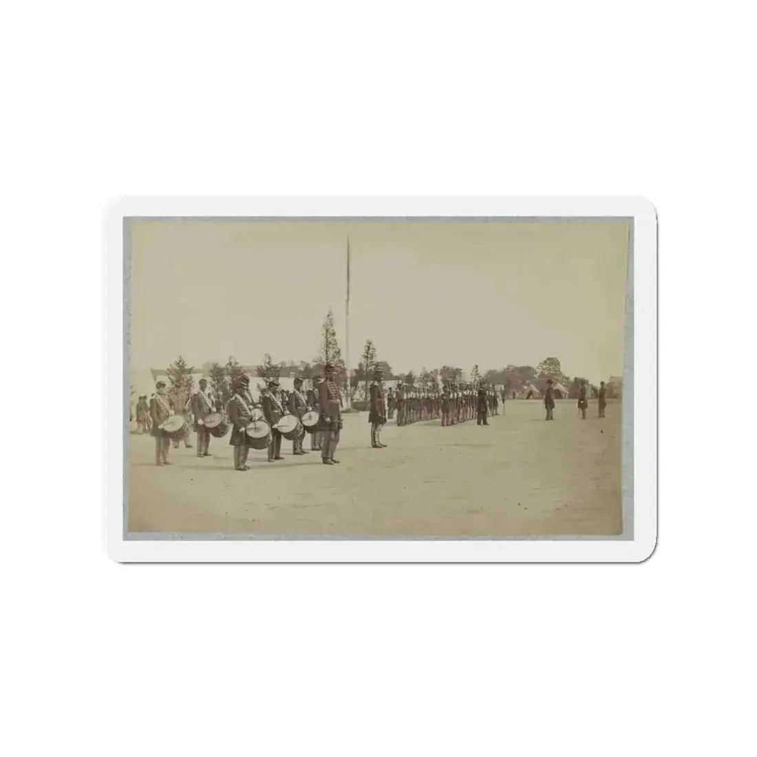 Drum Corps Stands In Front Of Union Soldiers In Formation (U.S. Civil War) Refrigerator Magnet 3 Inch Die-Cut - The Sticker Space