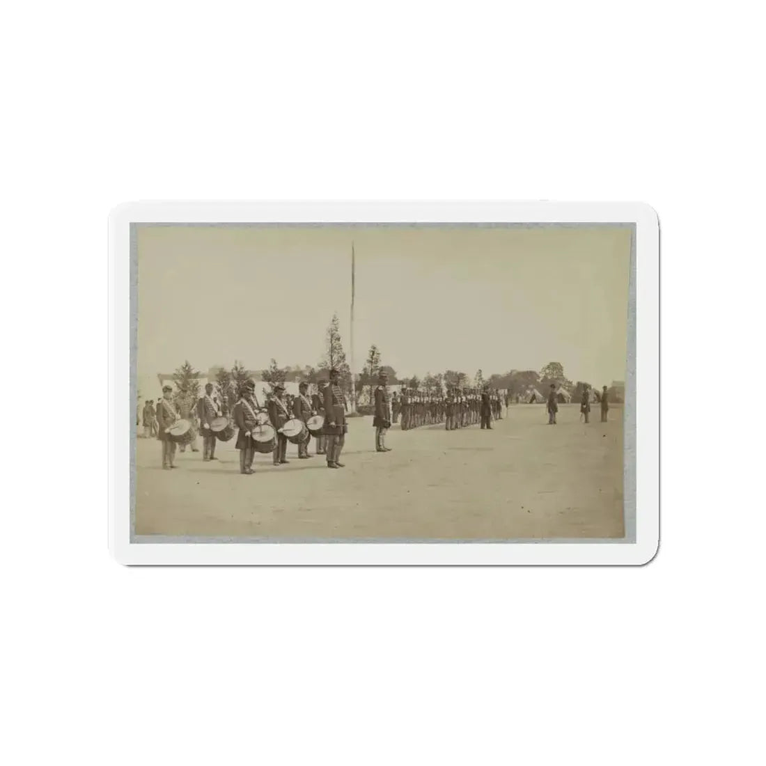 Drum Corps Stands In Front Of Union Soldiers In Formation (U.S. Civil War) Refrigerator Magnet 4 Inch Die-Cut - The Sticker Space