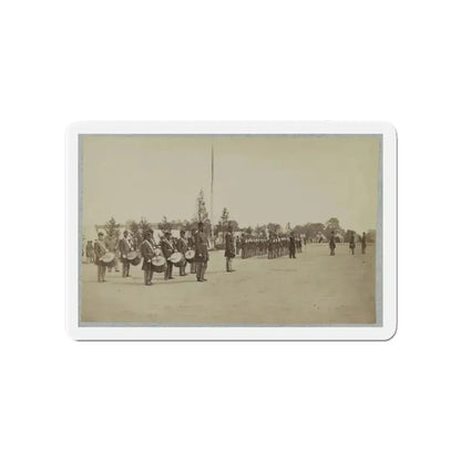 Drum Corps Stands In Front Of Union Soldiers In Formation (U.S. Civil War) Refrigerator Magnet 4 Inch Die-Cut - The Sticker Space
