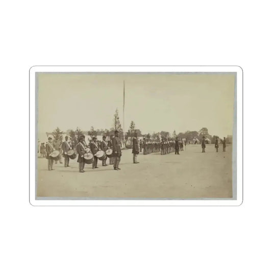 Drum Corps Stands in Front of Union Soldiers in Formation (U.S. Civil War) STICKER Vinyl Kiss-Cut Decal 2 Inch White - The Sticker Space