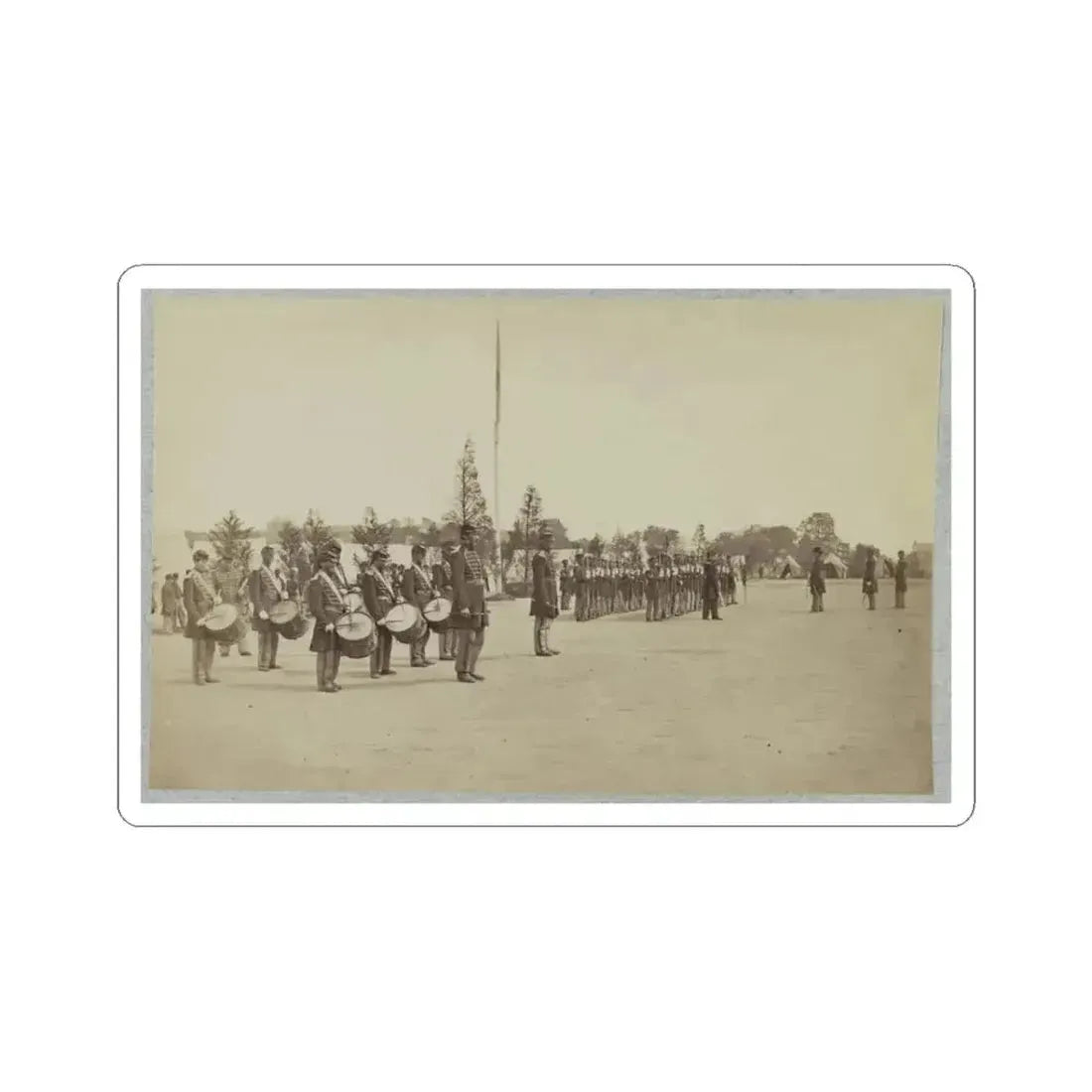Drum Corps Stands in Front of Union Soldiers in Formation (U.S. Civil War) STICKER Vinyl Kiss-Cut Decal 3 Inch White - The Sticker Space