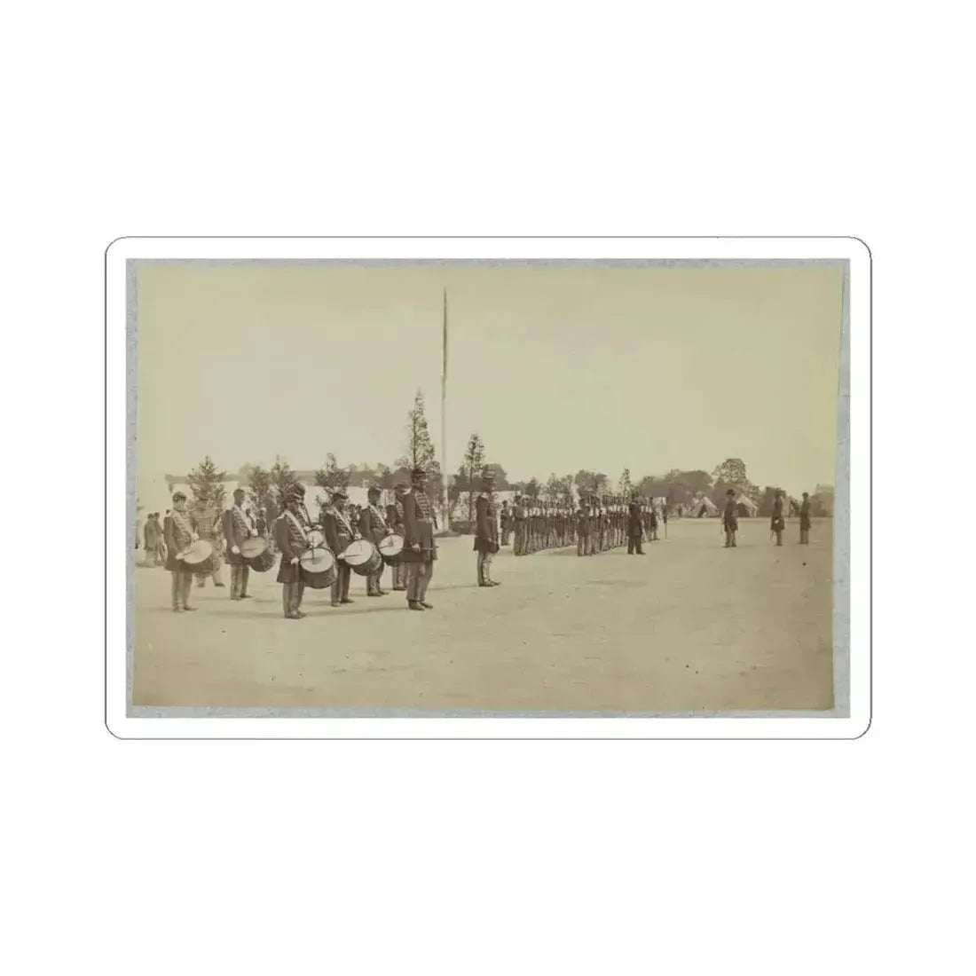Drum Corps Stands in Front of Union Soldiers in Formation (U.S. Civil War) STICKER Vinyl Kiss-Cut Decal 4 Inch White - The Sticker Space