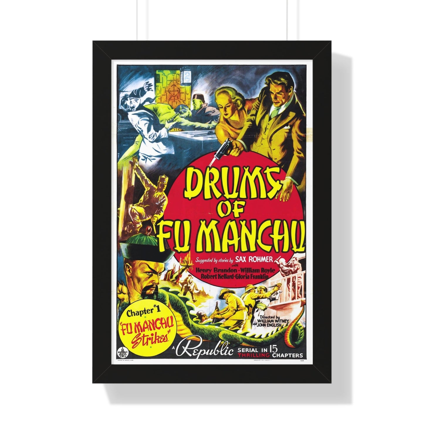 DRUMS OF FU MANCHU 1940 - Framed Movie Poster-16″ x 24″-The Sticker Space