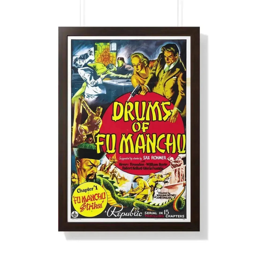 DRUMS OF FU MANCHU 1940 - Framed Movie Poster 20" x 30" Walnut - The Sticker Space