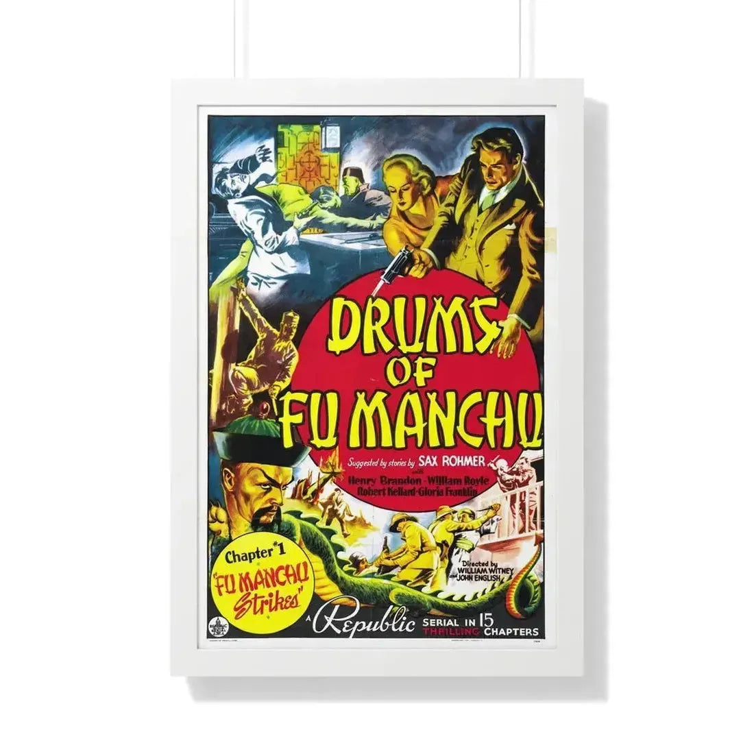 DRUMS OF FU MANCHU 1940 - Framed Movie Poster 20" x 30" White - The Sticker Space