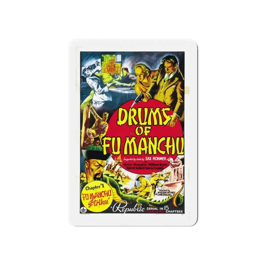 DRUMS OF FU MANCHU 1940 Movie Poster - Refrigerator Magnet 6 Inch - The Sticker Space