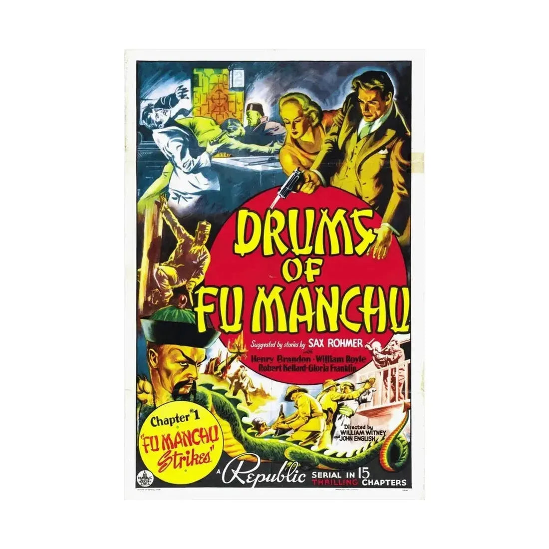 DRUMS OF FU MANCHU 1940 - Paper Movie Poster - The Sticker Space