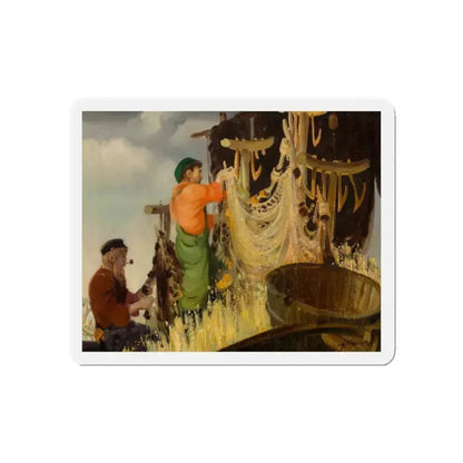 Drying Nets, Mont Saint Pierre (Magazine Illustration) Refrigerator Magnet 3 Inch Die-Cut - The Sticker Space