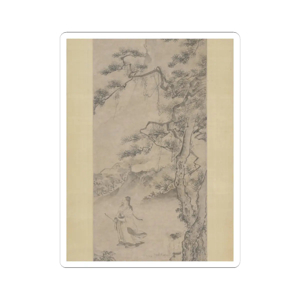 Du Jin - Tao Yuanming enjoying chrysanthemums - late 15th or early 16th v3 - STICKER Vinyl Kiss-Cut Decal