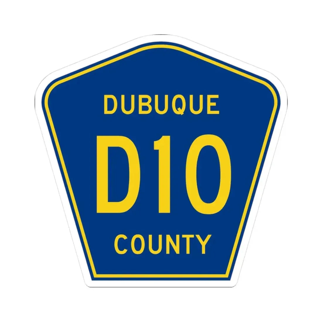 Dubuque County Route D10 IA (Iowa) (Road Sign) STICKER Vinyl Kiss-Cut Decal 3 Inch White - The Sticker Space