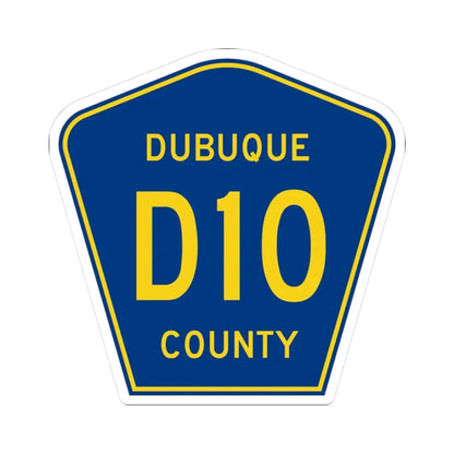 Dubuque County Route D10 IA (Iowa) (Road Sign) STICKER Vinyl Kiss-Cut Decal 3 Inch White - The Sticker Space