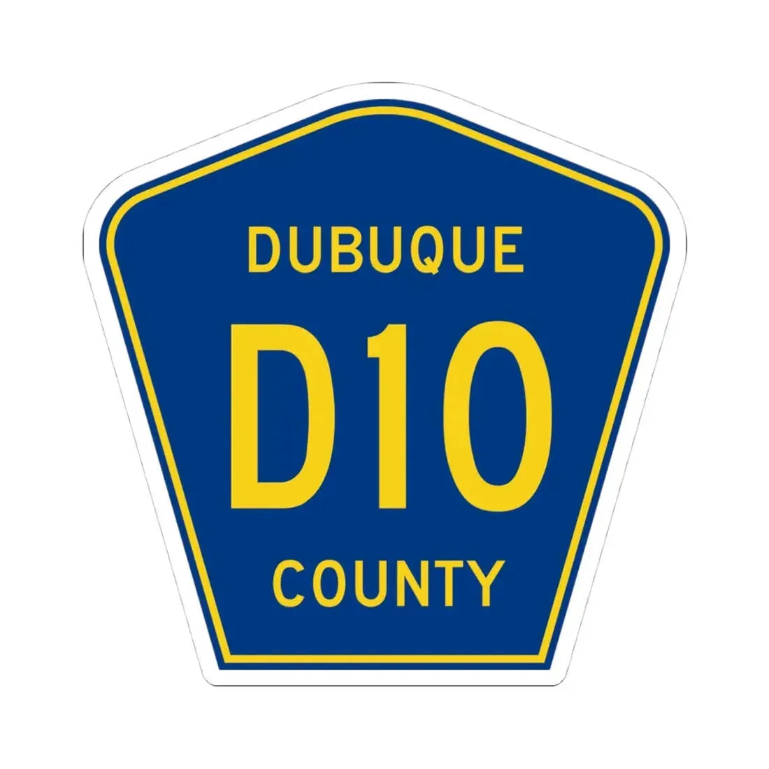 Dubuque County Route D10 IA (Iowa) (Road Sign) STICKER Vinyl Kiss-Cut Decal 4 Inch White - The Sticker Space