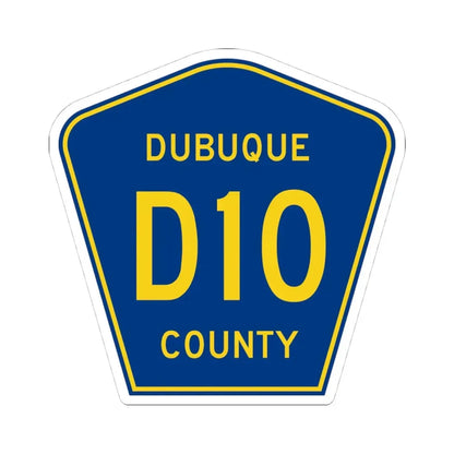 Dubuque County Route D10 IA (Iowa) (Road Sign) STICKER Vinyl Kiss-Cut Decal 4 Inch White - The Sticker Space