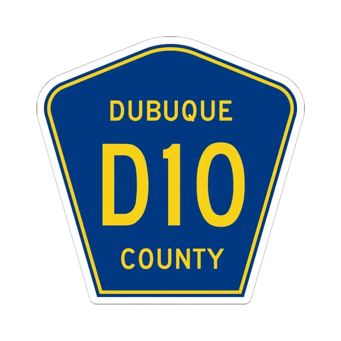 Dubuque County Route D10 IA (Iowa) (Road Sign) STICKER Vinyl Kiss-Cut Decal 6 Inch White - The Sticker Space
