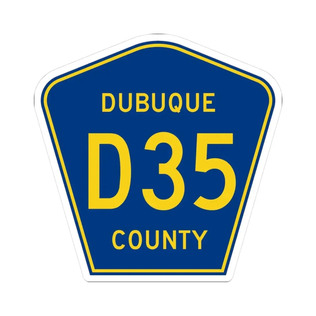 Dubuque County Route D35 IA (Iowa) (Road Sign) STICKER Vinyl Kiss-Cut Decal 3 Inch White - The Sticker Space