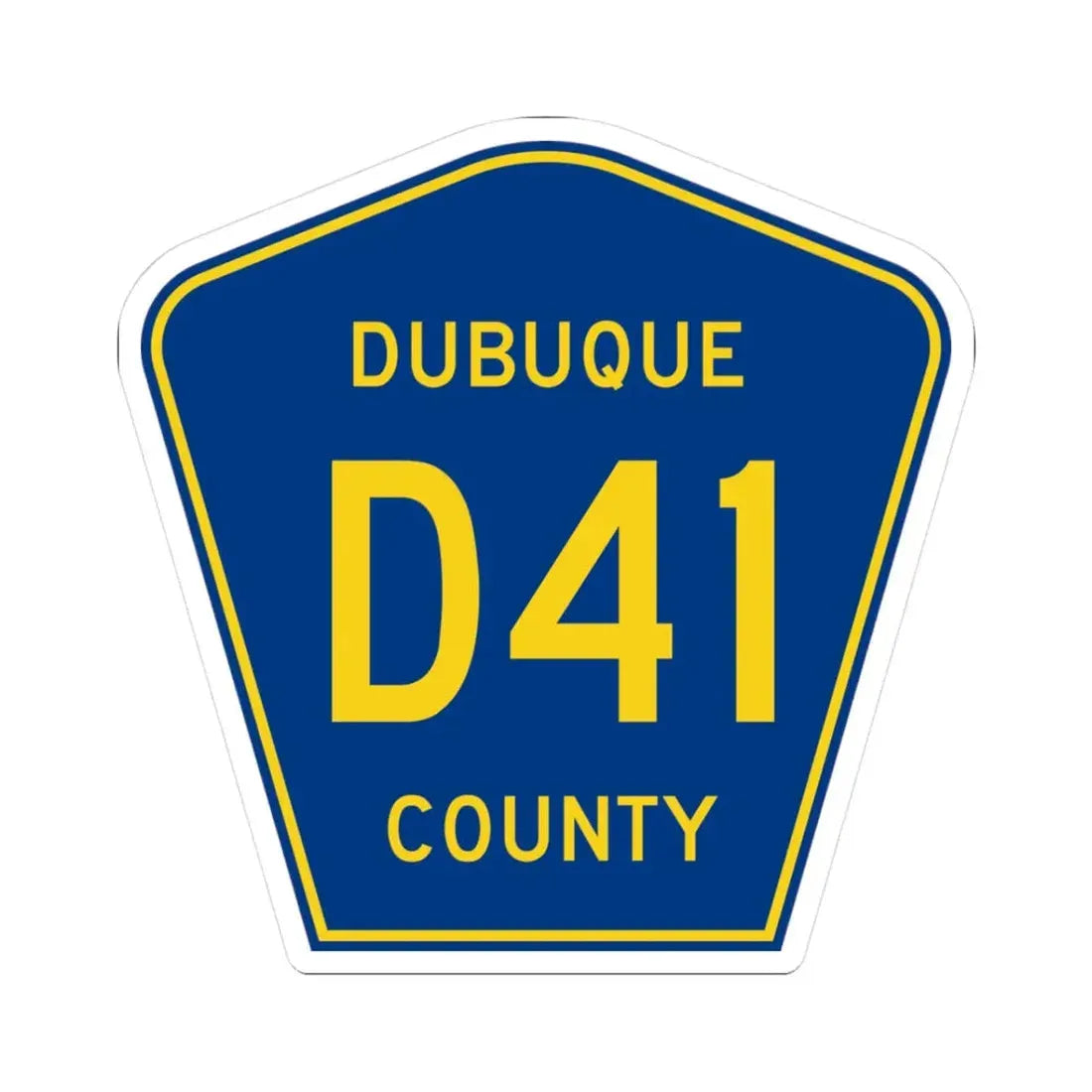 Dubuque County Route D41 IA (Iowa) (Road Sign) STICKER Vinyl Kiss-Cut Decal 3 Inch White - The Sticker Space