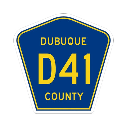 Dubuque County Route D41 IA (Iowa) (Road Sign) STICKER Vinyl Kiss-Cut Decal 3 Inch White - The Sticker Space