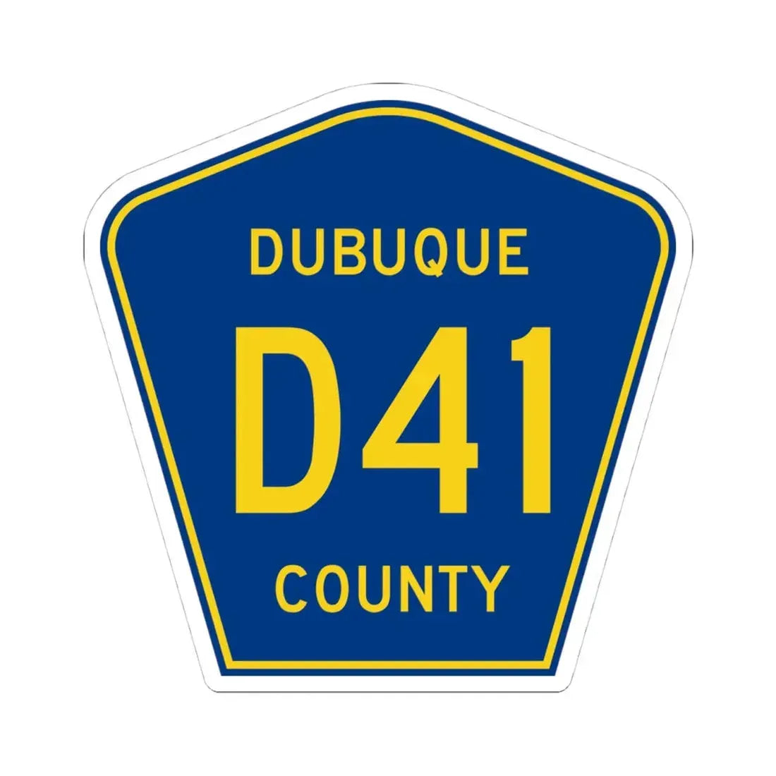 Dubuque County Route D41 IA (Iowa) (Road Sign) STICKER Vinyl Kiss-Cut Decal 4 Inch White - The Sticker Space