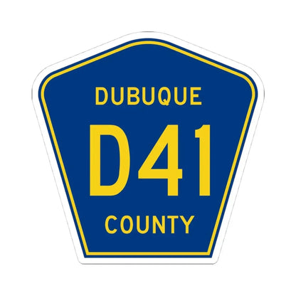 Dubuque County Route D41 IA (Iowa) (Road Sign) STICKER Vinyl Kiss-Cut Decal 4 Inch White - The Sticker Space