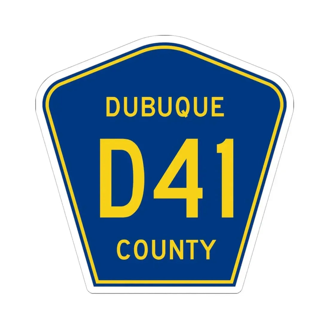 Dubuque County Route D41 IA (Iowa) (Road Sign) STICKER Vinyl Kiss-Cut Decal 6 Inch White - The Sticker Space