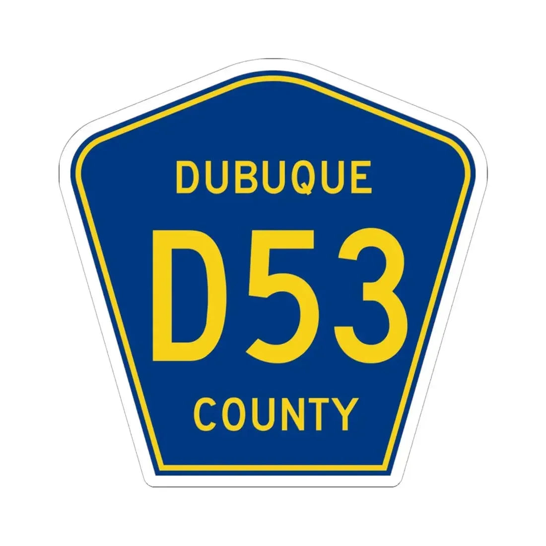 Dubuque County Route D53 IA (Iowa) (Road Sign) STICKER Vinyl Kiss-Cut Decal 6 Inch White - The Sticker Space