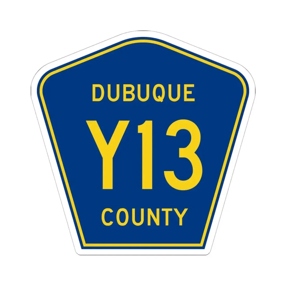 Dubuque County Route Y13 IA (Iowa) (Road Sign) STICKER Vinyl Kiss-Cut Decal 6 Inch White - The Sticker Space