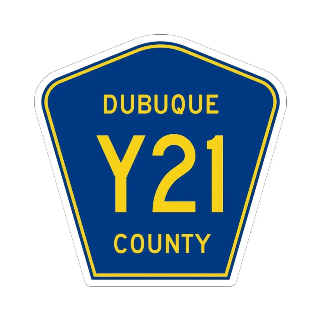 Dubuque County Route Y21 IA (Iowa) (Road Sign) STICKER Vinyl Kiss-Cut Decal 6 Inch White - The Sticker Space