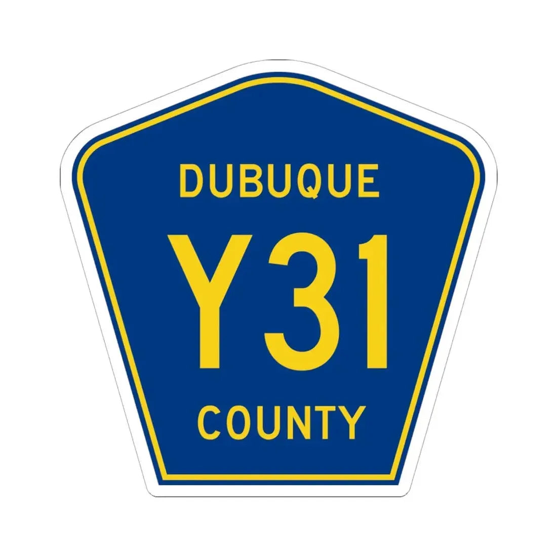 Dubuque County Route Y31 IA (Iowa) (Road Sign) STICKER Vinyl Kiss-Cut Decal 6 Inch White - The Sticker Space