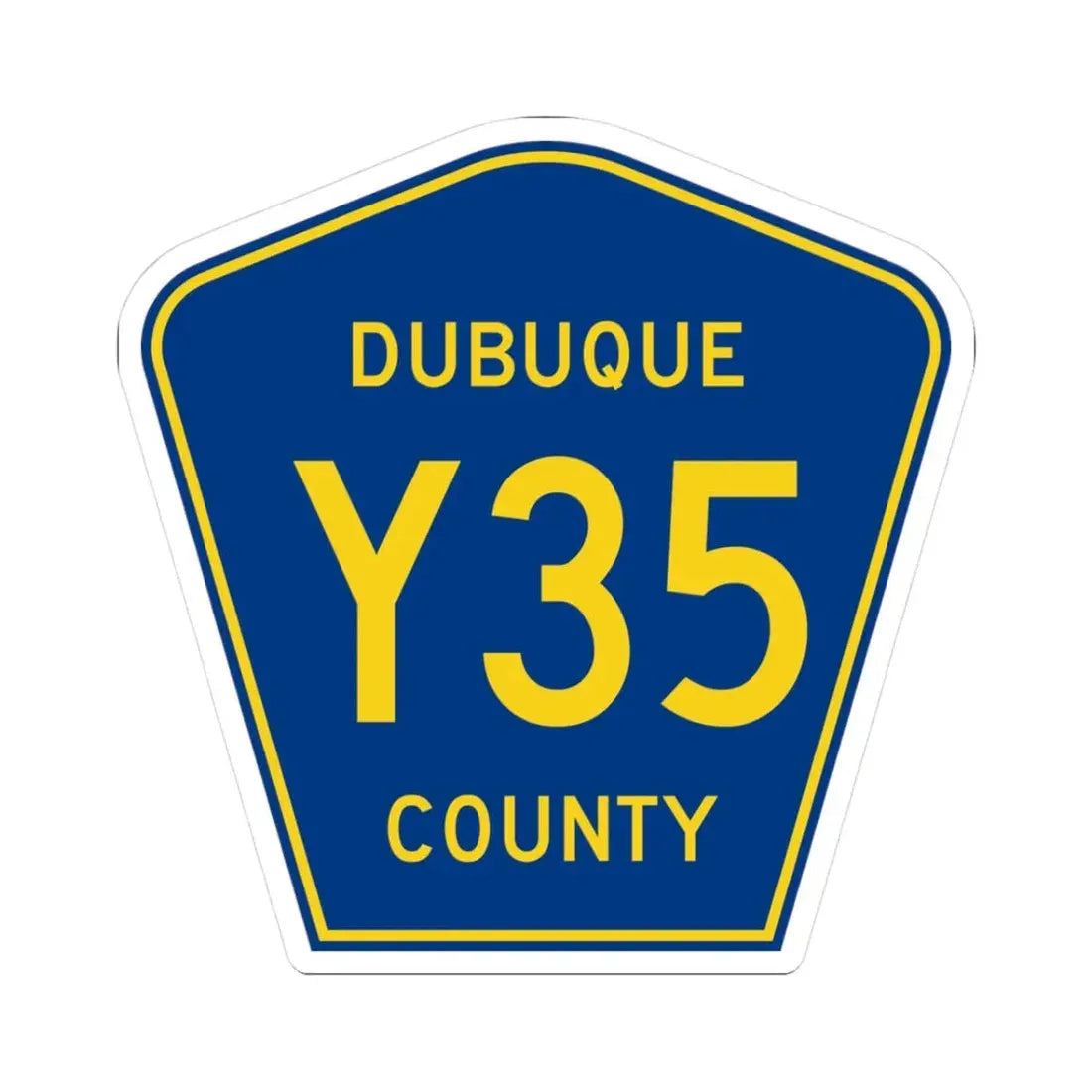Dubuque County Route Y35 IA (Iowa) (Road Sign) STICKER Vinyl Kiss-Cut Decal 3 Inch White - The Sticker Space