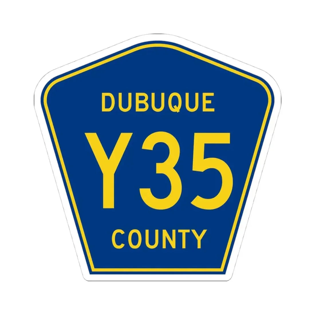 Dubuque County Route Y35 IA (Iowa) (Road Sign) STICKER Vinyl Kiss-Cut Decal 4 Inch White - The Sticker Space