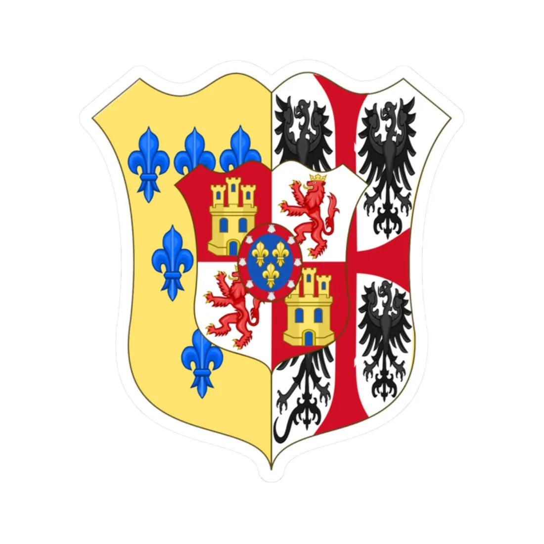 Ducal Arms of Parma 1748-1802 (Italy) (Coat of Arms) STICKER Vinyl Kiss-Cut Decal 2 Inch White - The Sticker Space