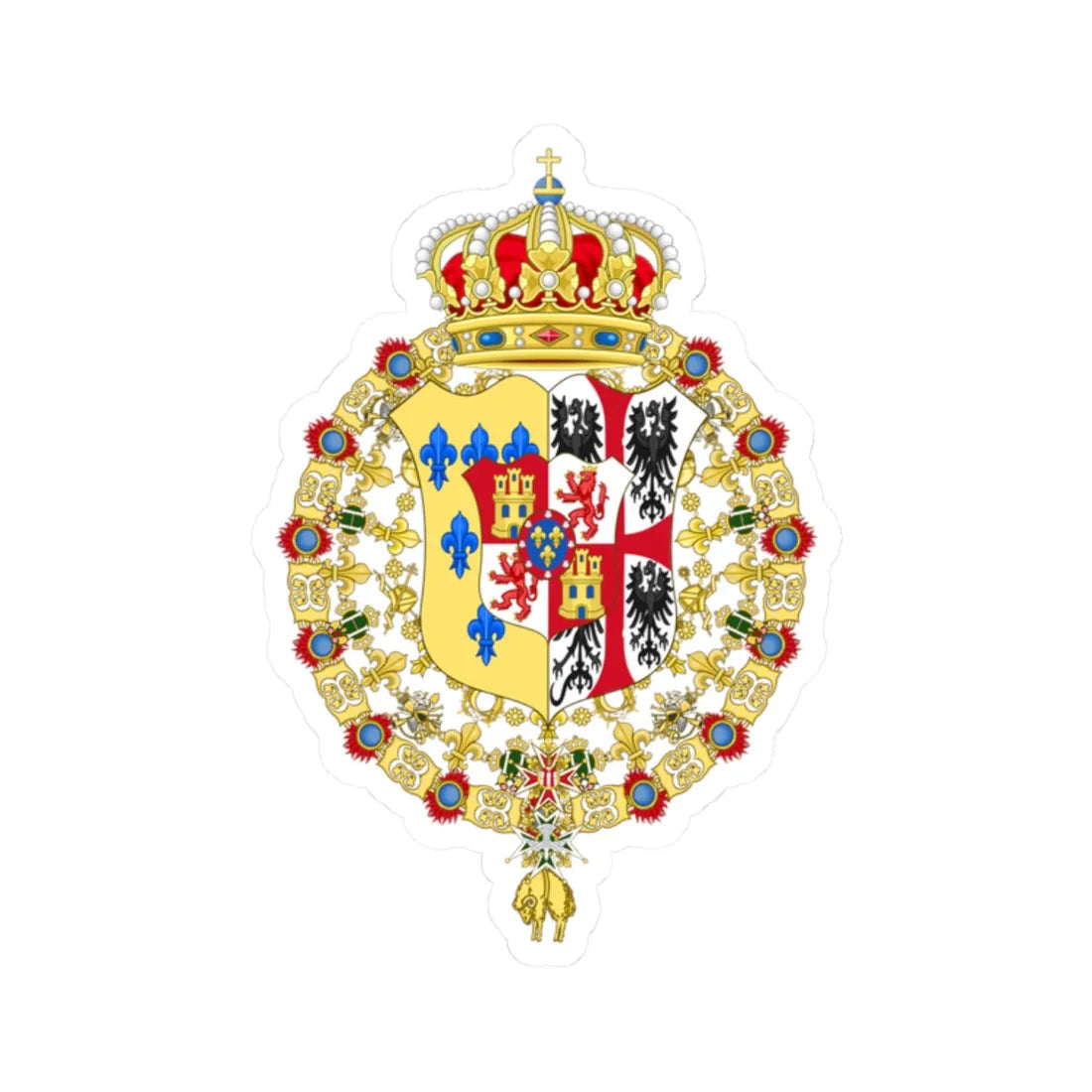 Ducal Coat of Arms of Parma 1748-1802 (Italy) (Coat of Arms) STICKER Vinyl Kiss-Cut Decal 2 Inch White - The Sticker Space