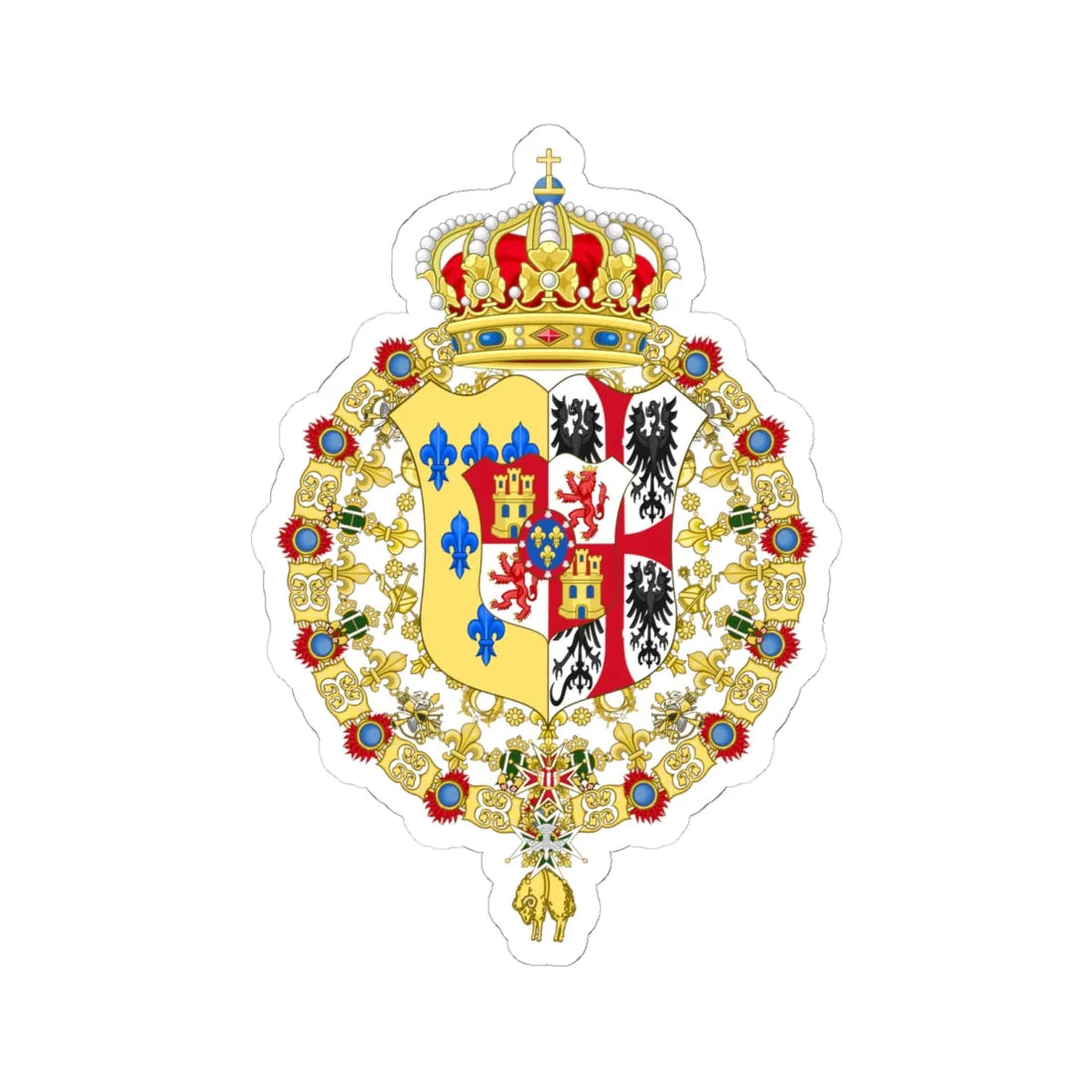 Ducal Coat of Arms of Parma 1748-1802 (Italy) (Coat of Arms) STICKER Vinyl Kiss-Cut Decal 6 Inch White - The Sticker Space