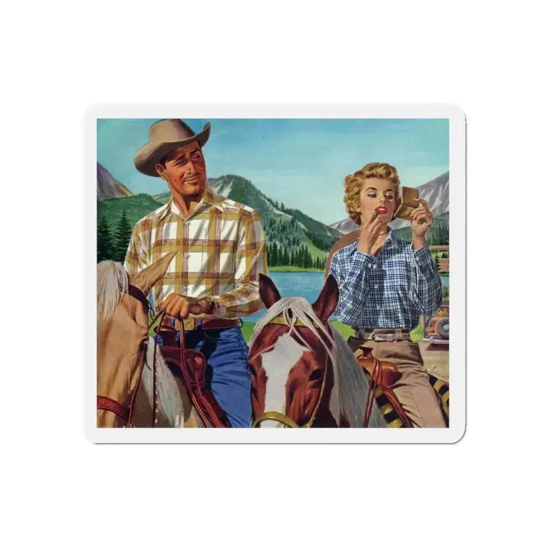 Dude Ranch, Arrow advertisement, 1954 (Magazine Illustration) Refrigerator Magnet - The Sticker Space