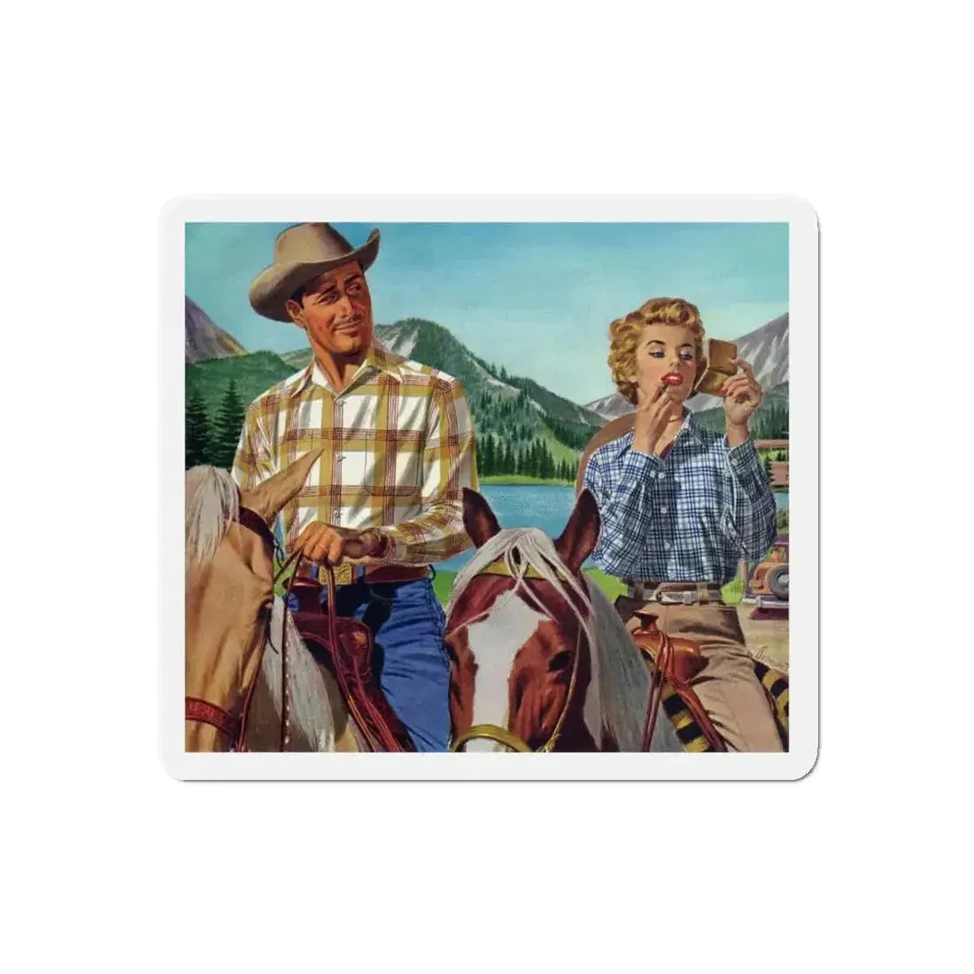 Dude Ranch, Arrow advertisement, 1954 (Magazine Illustration) Refrigerator Magnet - The Sticker Space