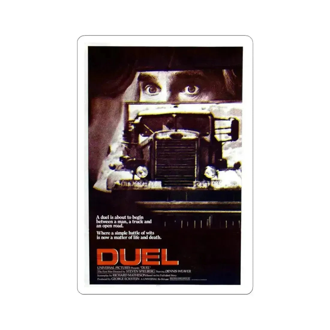 DUEL 1971 Movie Poster - STICKER Vinyl Kiss-Cut Decal 4 Inch White - The Sticker Space