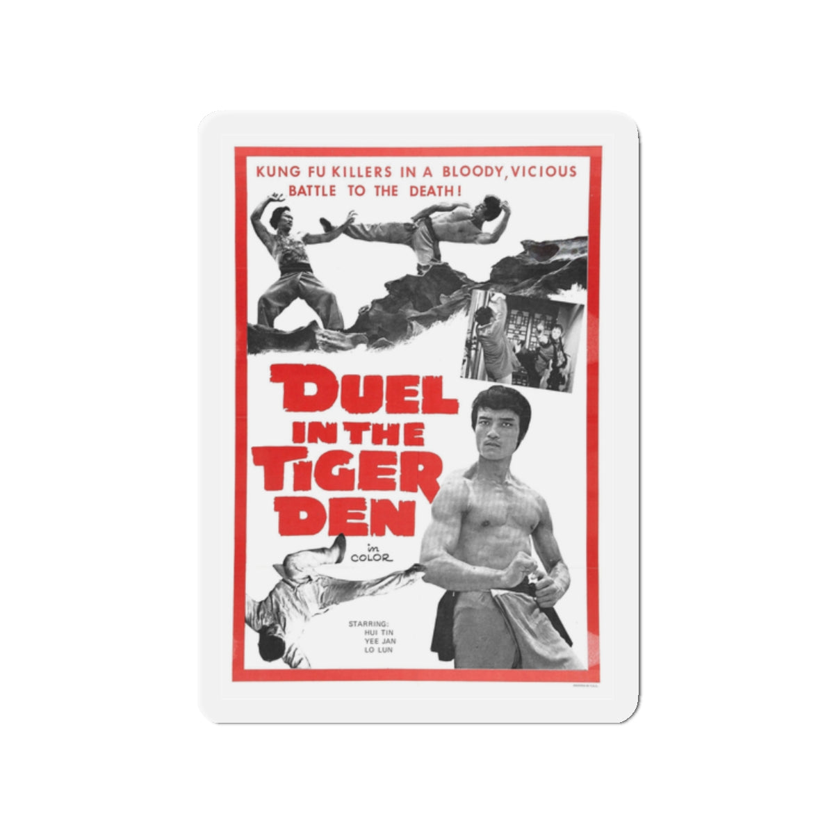 DUEL IN THE TIGER DEN 1972 Movie Poster - Die-Cut Magnet-2" x 2"-The Sticker Space