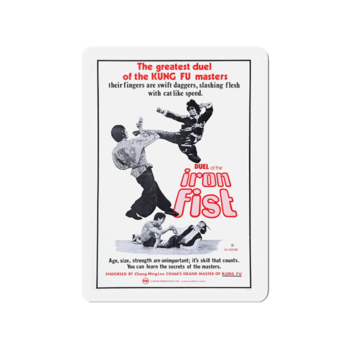 DUEL OF THE IRON FIST 1971 Movie Poster - Die-Cut Magnet-2" x 2"-The Sticker Space