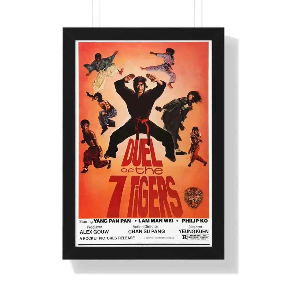 DUEL OF THE SEVEN TIGERS 1979 - Framed Movie Poster 16″ x 24″ Black - The Sticker Space