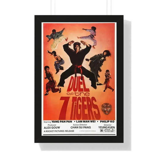 DUEL OF THE SEVEN TIGERS 1979 - Framed Movie Poster 16″ x 24″ Black - The Sticker Space