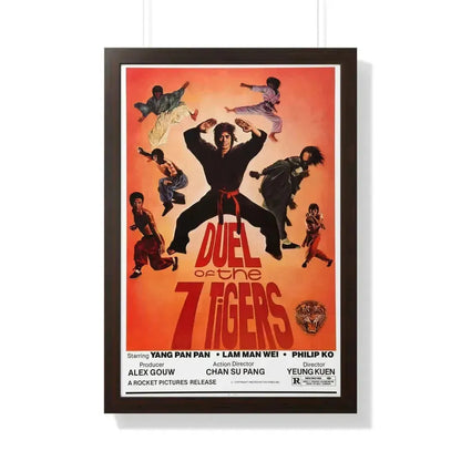 DUEL OF THE SEVEN TIGERS 1979 - Framed Movie Poster 20" x 30" Walnut - The Sticker Space