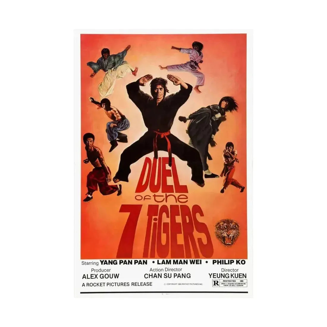 DUEL OF THE SEVEN TIGERS 1979 - Paper Movie Poster - The Sticker Space