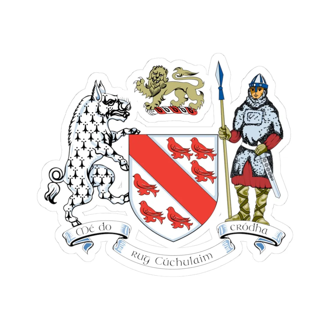 Dundalk Town Crest (Ireland) (Coat of Arms) STICKER Vinyl Kiss-Cut Decal 3 Inch White - The Sticker Space