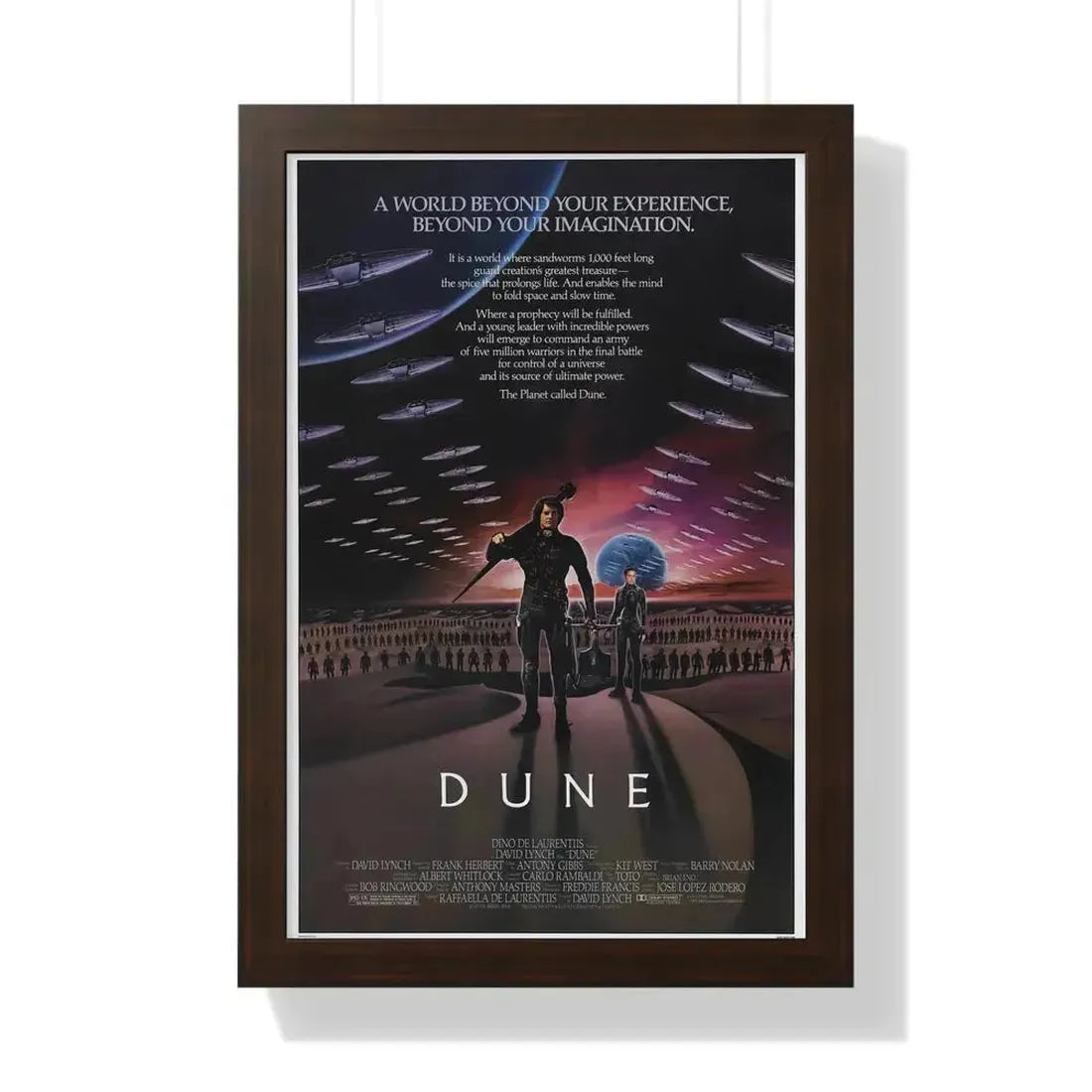 DUNE 1984 - Framed Movie Poster 16″ x 24″ Walnut - The Sticker Space