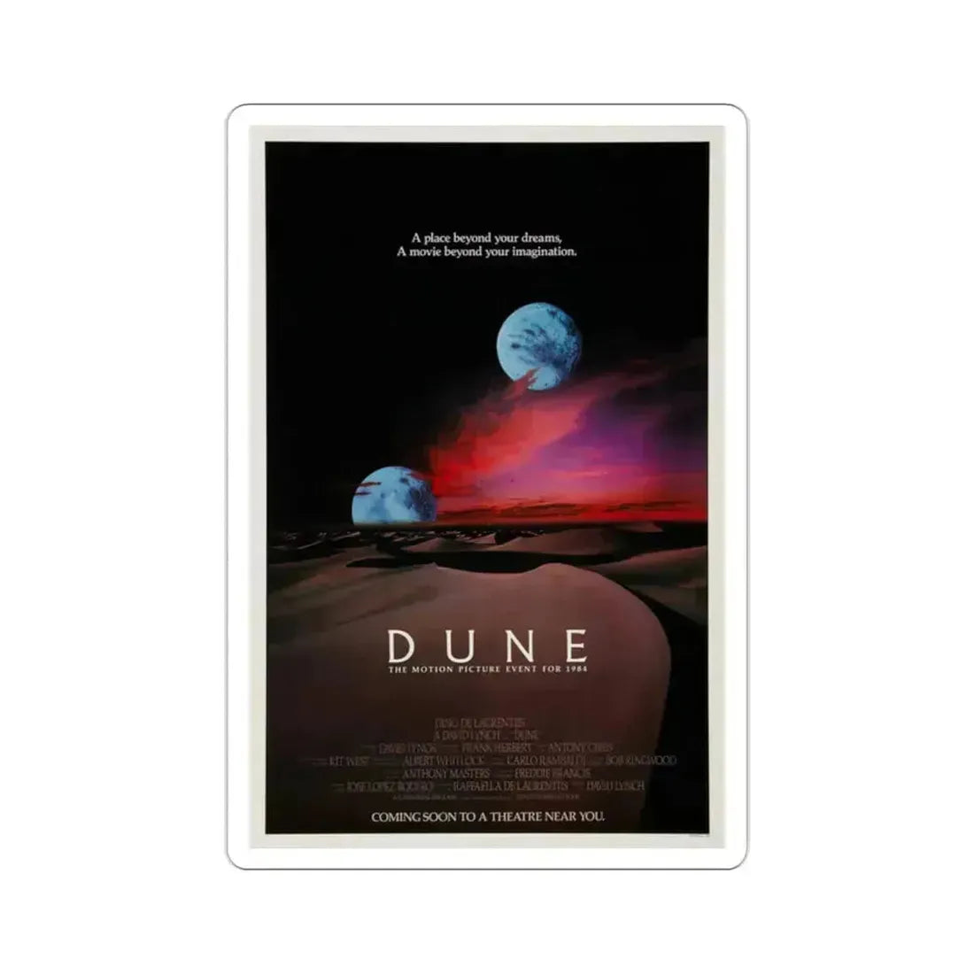 Dune 1984 Movie Poster STICKER Vinyl Die-Cut Decal 2 Inch - The Sticker Space